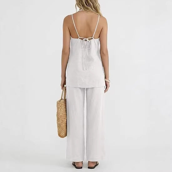 Dame Let og luftig sommerbukser med tanktop Skovae