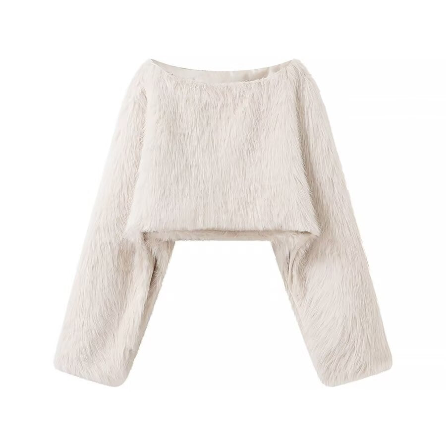 Dame Furry Crop-Jakke Stilla