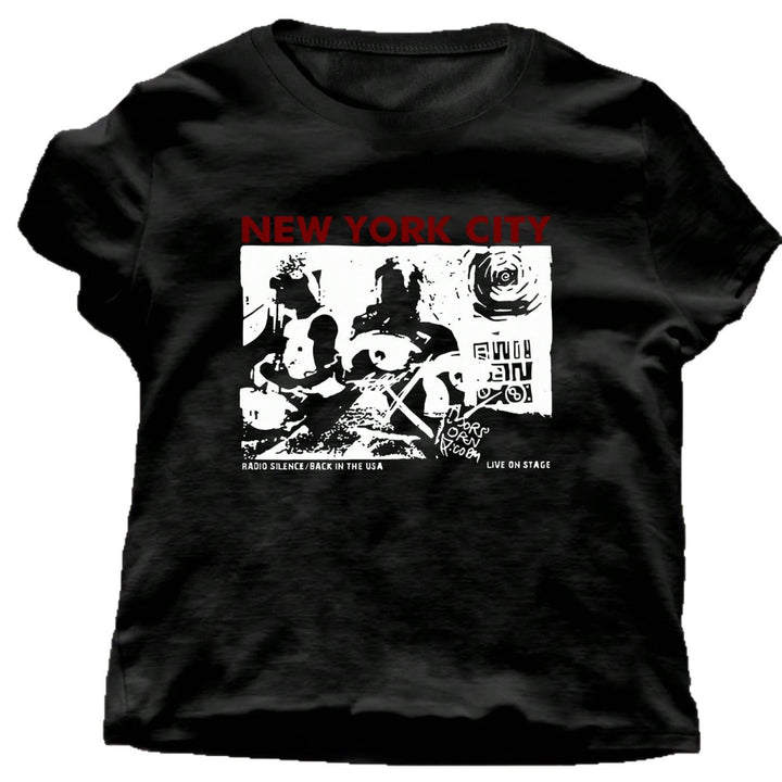 Dame grafik T-shirt med kreativt New York City motiv Skovae