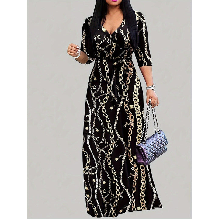 Dame Floral Wrap Maxi Kjole med justerbart bånd Stilla