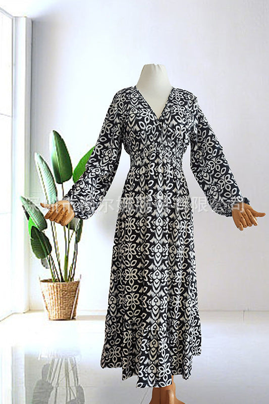 Stilla | Floral-Kjole Plus Size Fairy V Hals Kjole