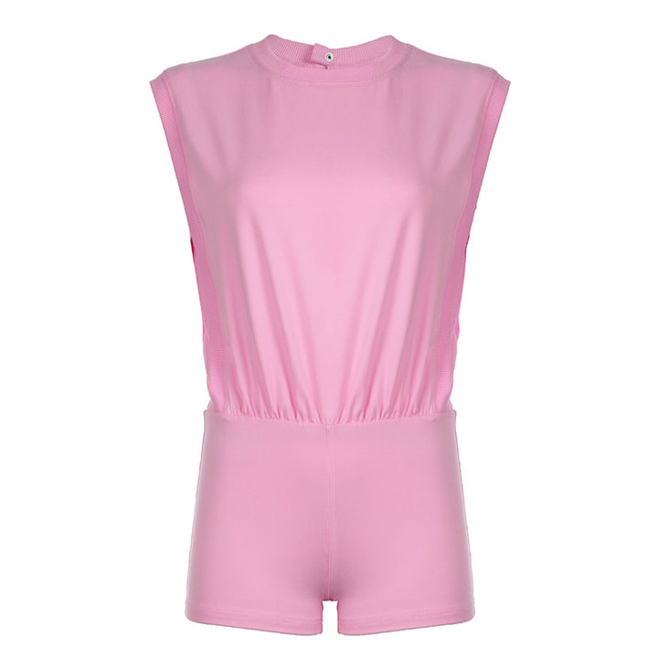Dame Sporty jumpsuit med høj krave og elastisk talje Skovae