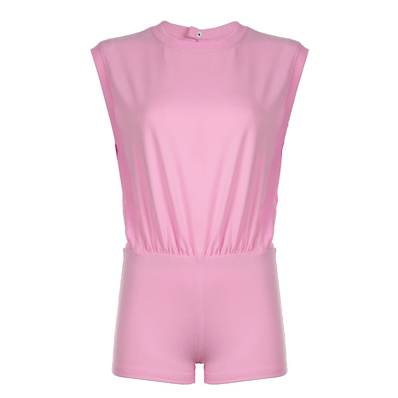 Dame sporty jumpsuit med elastisk talje og ærmeløs design Skovae