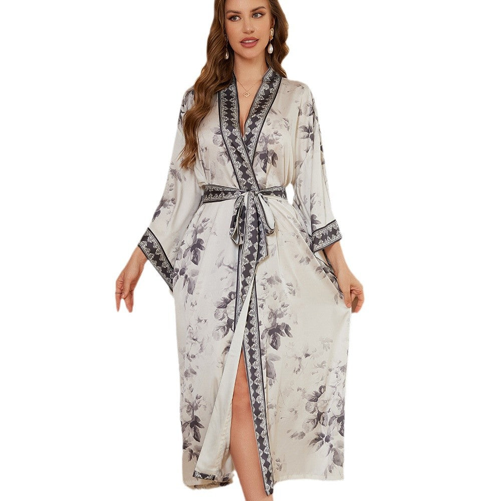 Dame Kimono-robe med kunstnerisk tigerdesign og luksuriøs taljeguide Stilla
