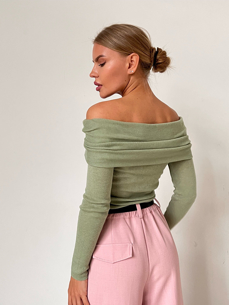 Femme Off-Shoulder Ripp Langærmet Top Stilla