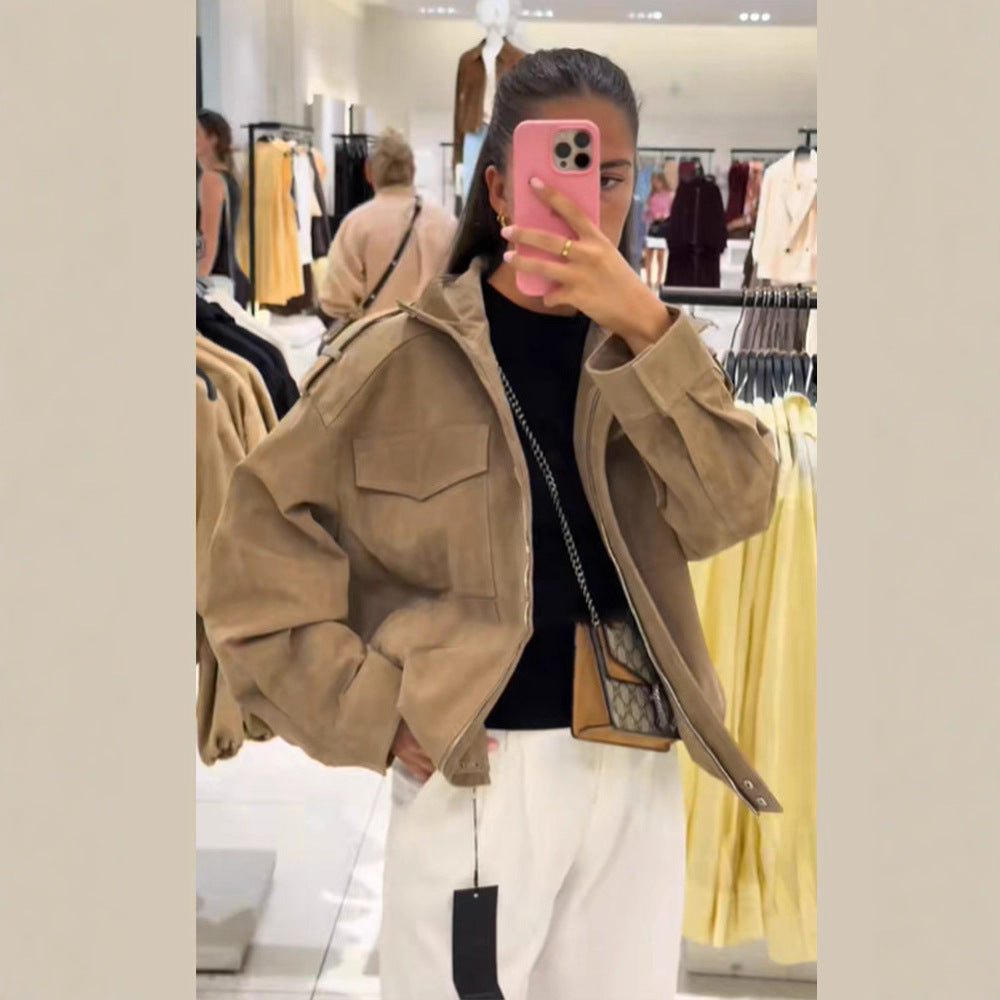 Dame Stilfuld og Komfortabel Oversized Suesde Jakke Stilla