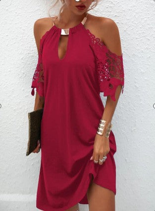 Stilla | Fræk Metal Halterneck Off-Shoulder Kjole