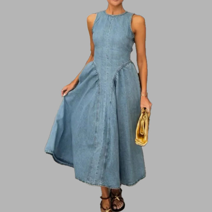Kvindernes Jeans Maxi Kjole med Moderne Snit og A-Linje Stilla