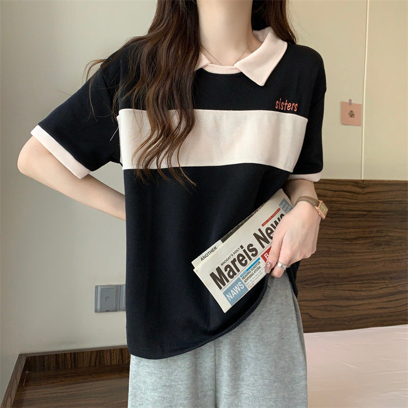 Dame Casual Polo T-shirt med kontraststriber Stilla