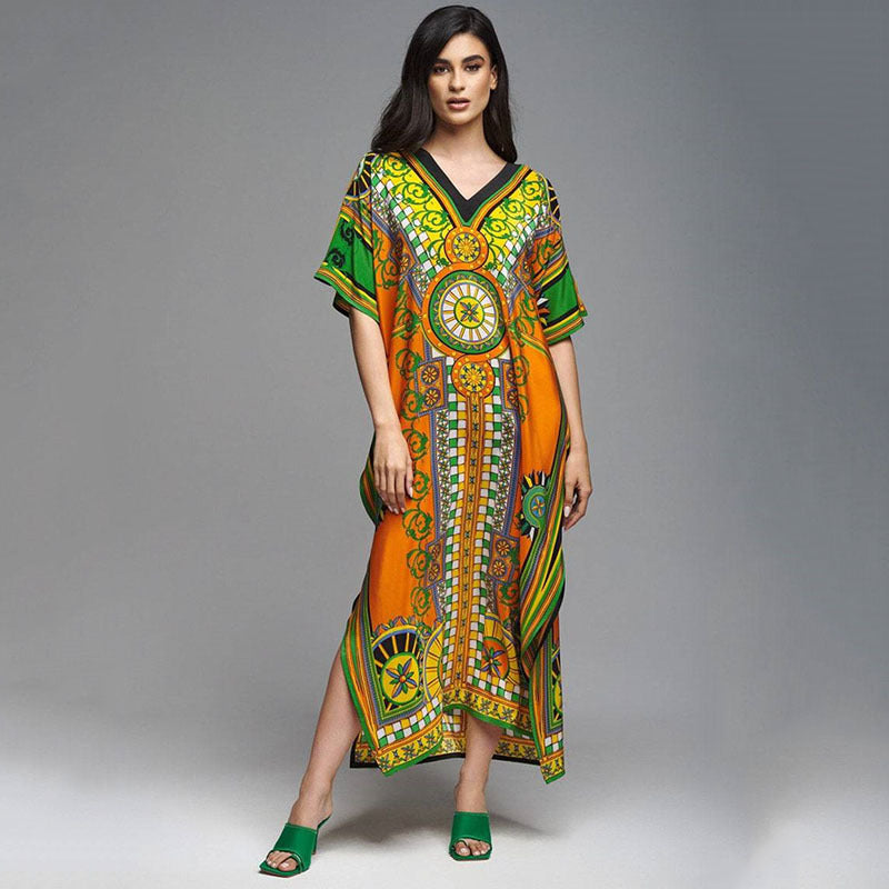 Dame Gulvlængde Kaftan med kunstnerisk Barokdesign Stilla