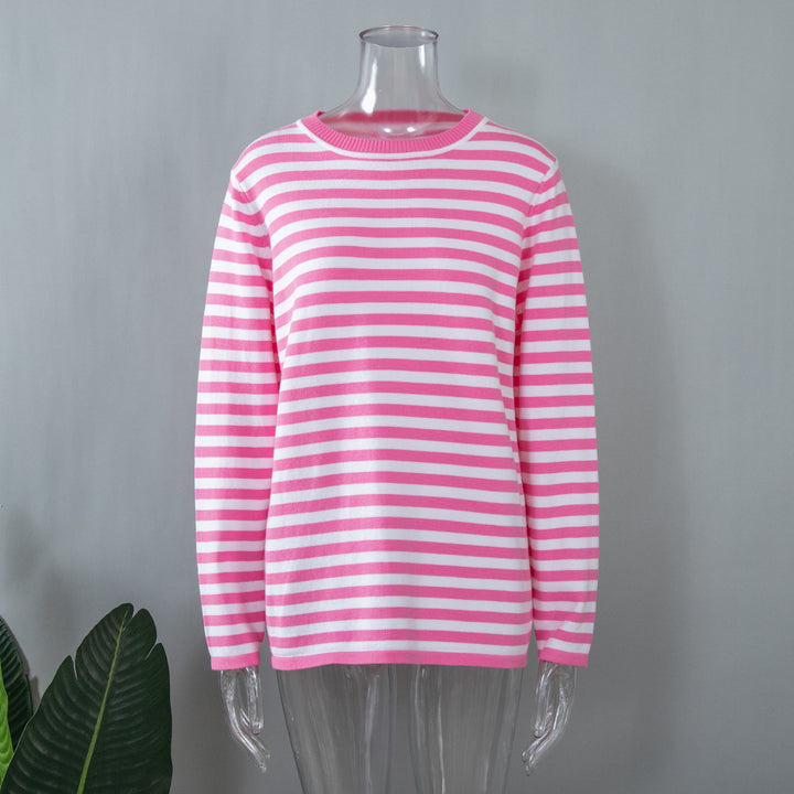 Dame stribet Langærmet sweater lavet af blødt bomuldsblandings Stilla