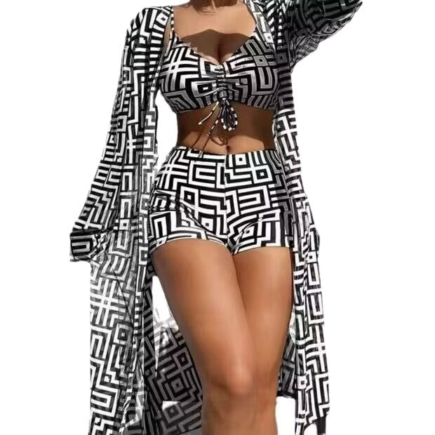 Dame Sporty Bikini-sæt med kort top og high-waist shorts Stilla