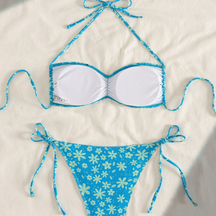 Dame Bandeau-bikini med florale accenter Skovae