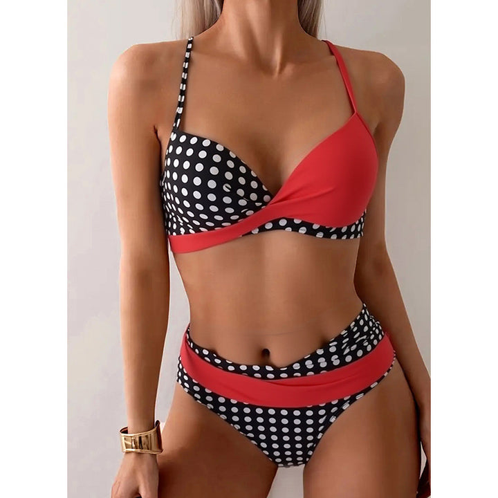 Dame Bikini Sæt med justerbare stropper og trendy prikket mønster Skovae