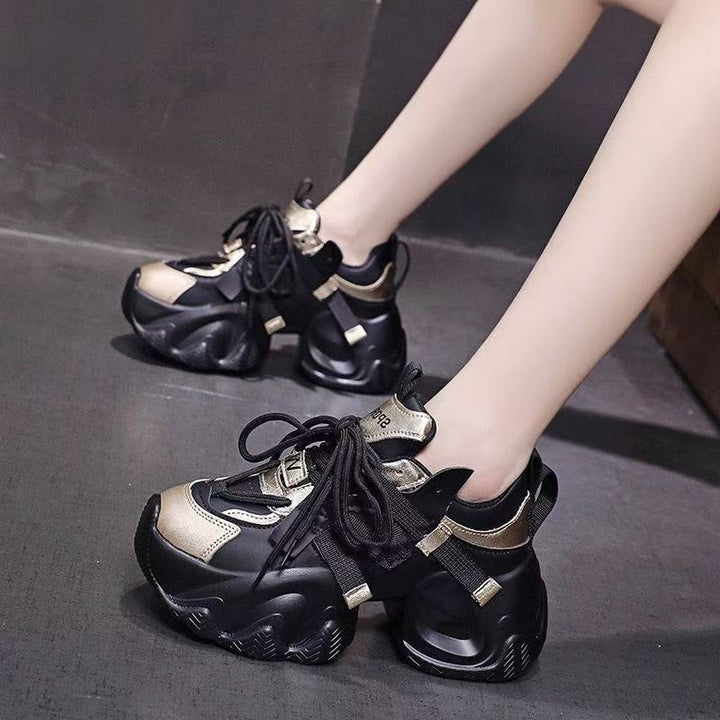 Dame Chunky Sneakers med tyk plateau og moderigtigt glimmer-detalje Stilla