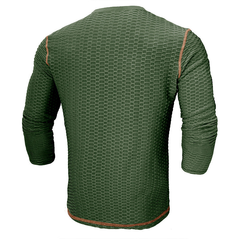 Herrer Langærmet skjorte med struktureret design og mode Henley-udskæring Stilla