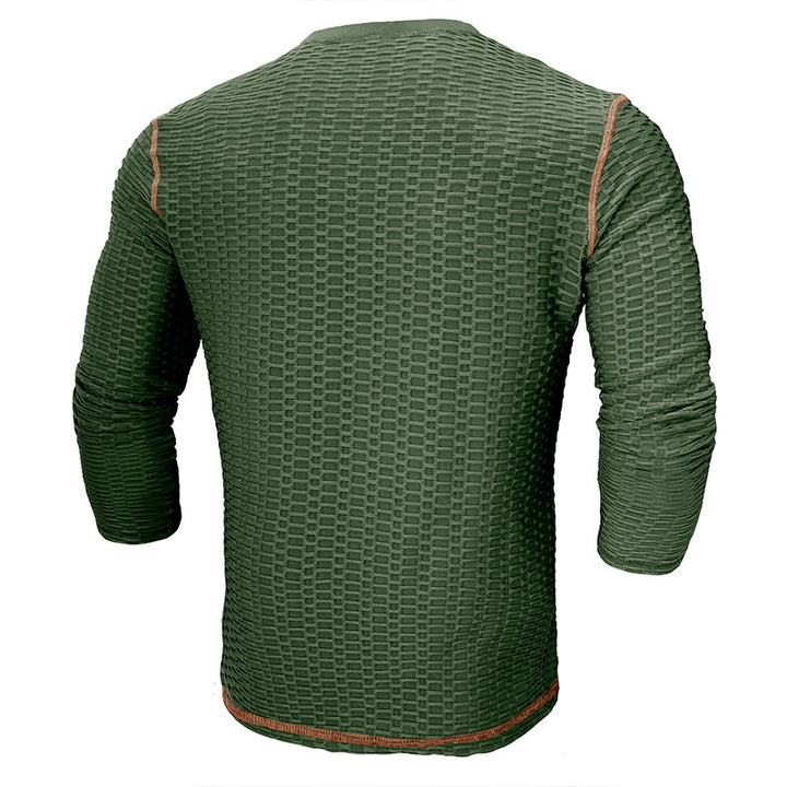 Herrer Langærmet skjorte med struktureret design og mode Henley-udskæring Stilla