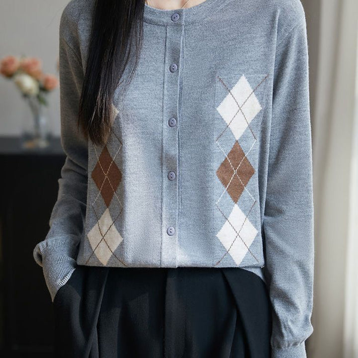 Kvinders cardigan med diamantmønster Stilla