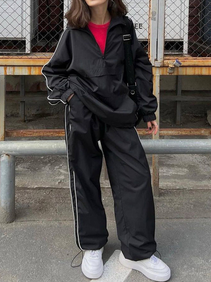 Dame sporty anorak jakke med lynlås og ribbede ærmer Skovae