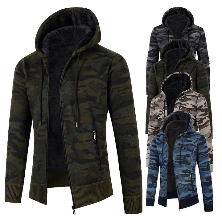 Herrer fleeceforet camouflage zip-up hoodie Stilla