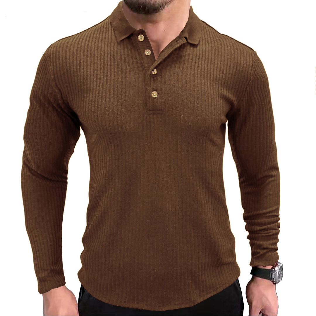 Herre Langærmet Poloshirt med struktureret Ribdesign Stilla