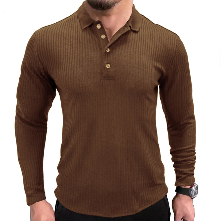 Herre Langærmet Poloshirt med struktureret Ribdesign Stilla