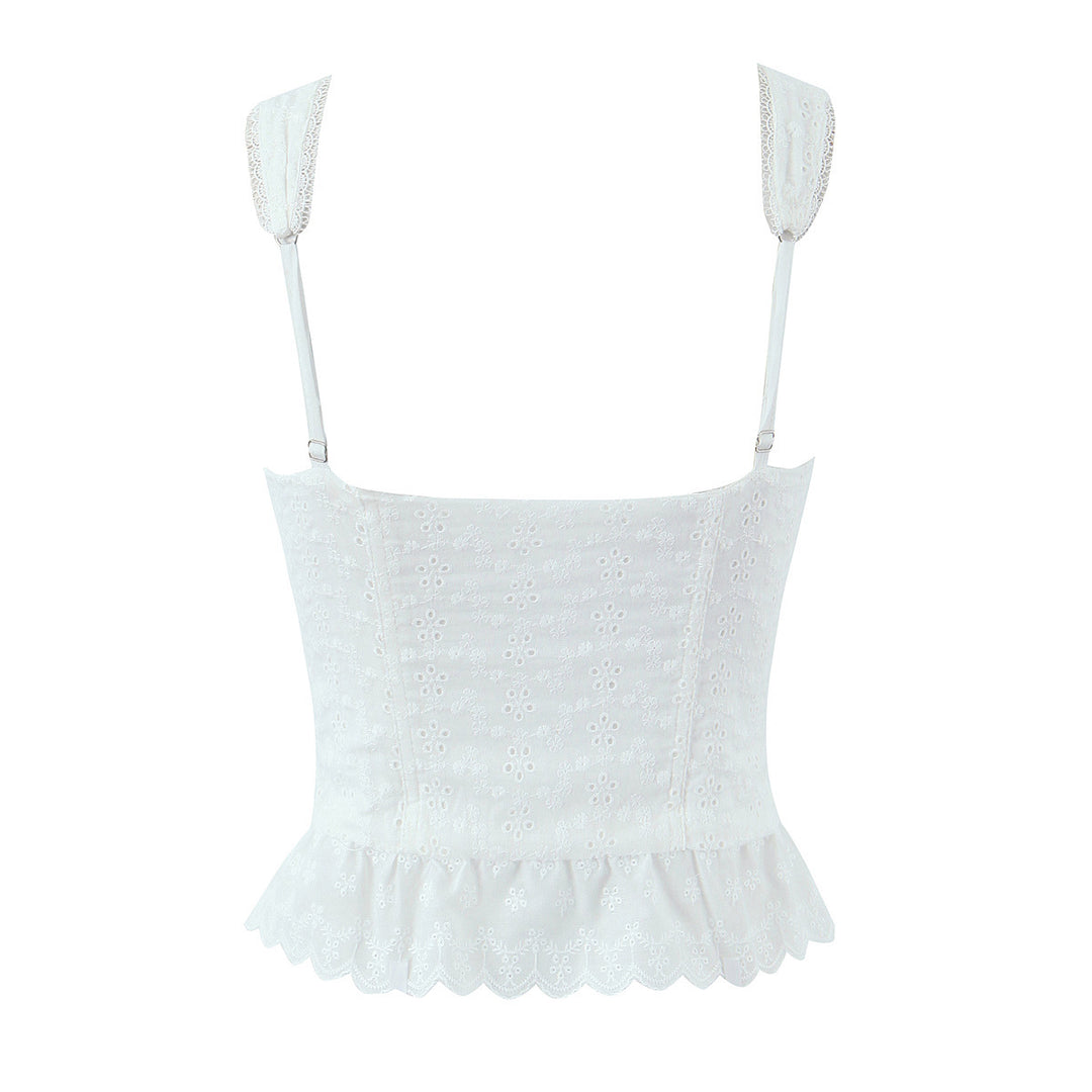 Dame Corset-top med elegante rynker og blomsterdesign Stilla