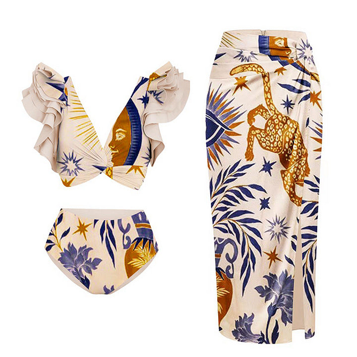 Dame elegant wrap top og kombineret nederdel sæt Skovae
