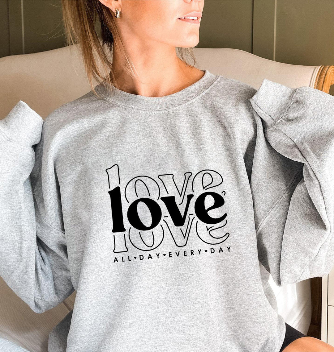 Kvinders sweatshirt med voluminøse ærmer og moderne kærlighedsprint Stilla