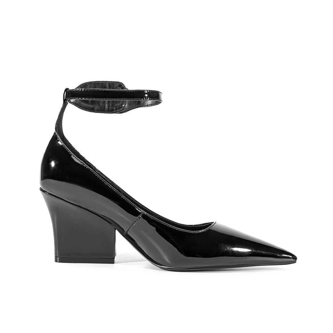 Femme Spids tilspidsede Ankelsnor Blokhæle Pumps Stilla