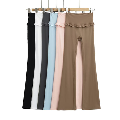 Dame leggings med flæsebund og figursyet snit Stilla