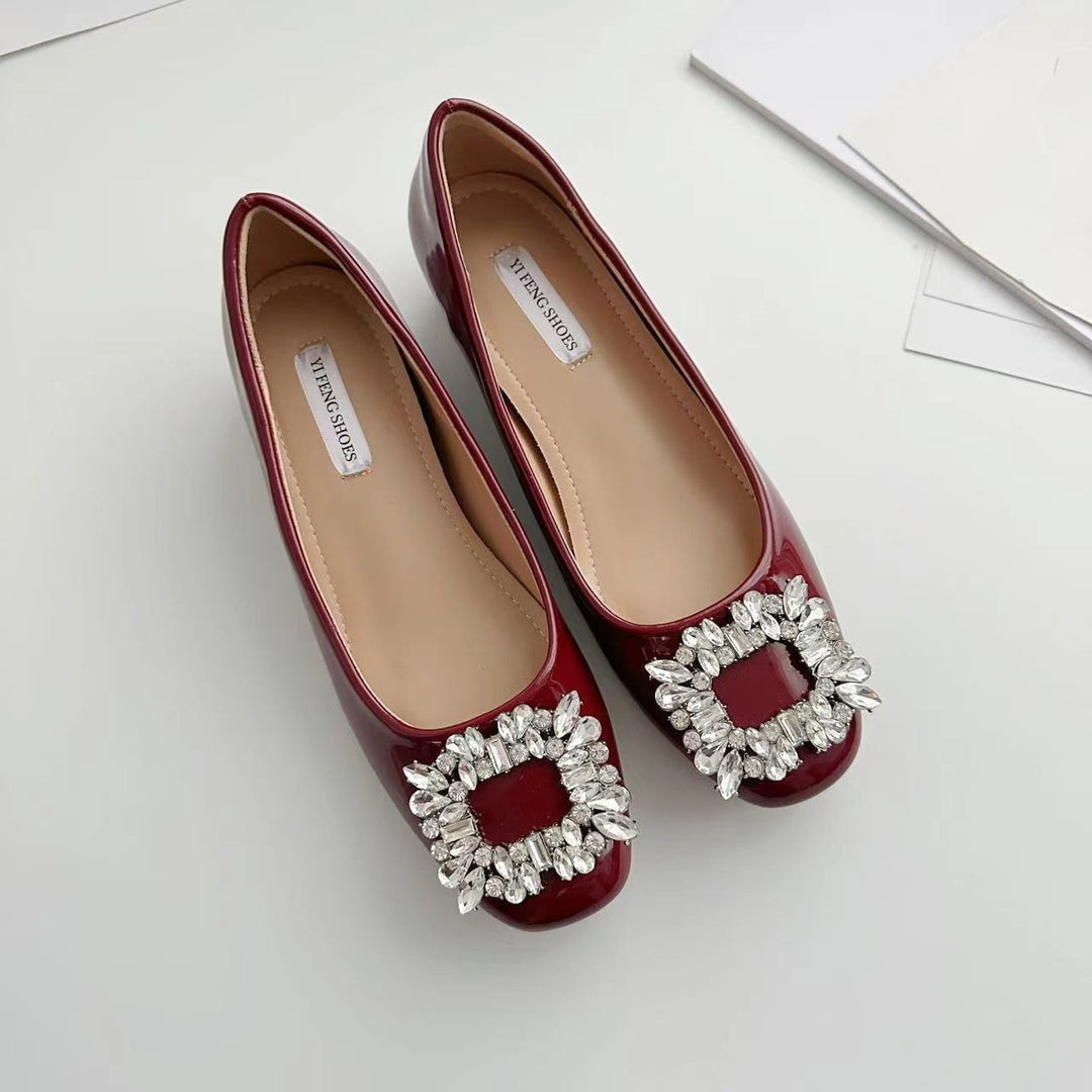 Dame elegante Slipper Ballerina Flade sko med prydede strass-accenter Stilla