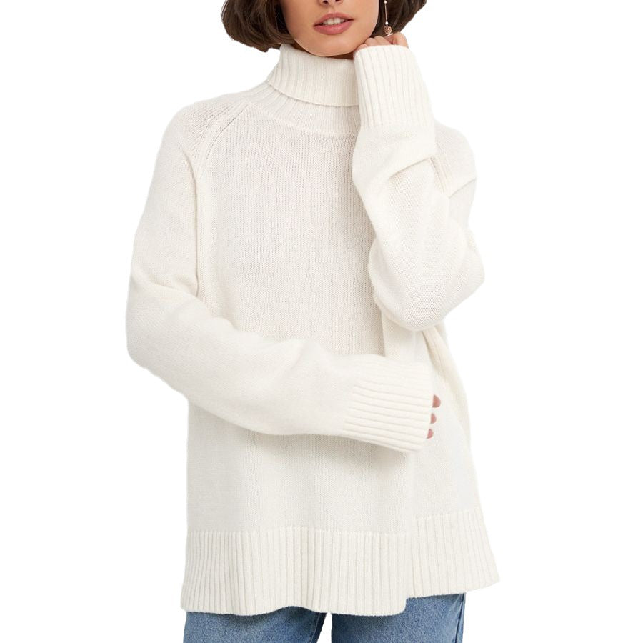 Kvinders strikket sweater med høj krave og afslappet pasform Stilla