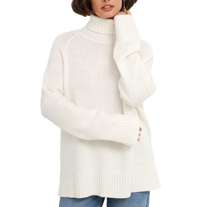 Kvinders strikket sweater med høj krave og afslappet pasform Stilla