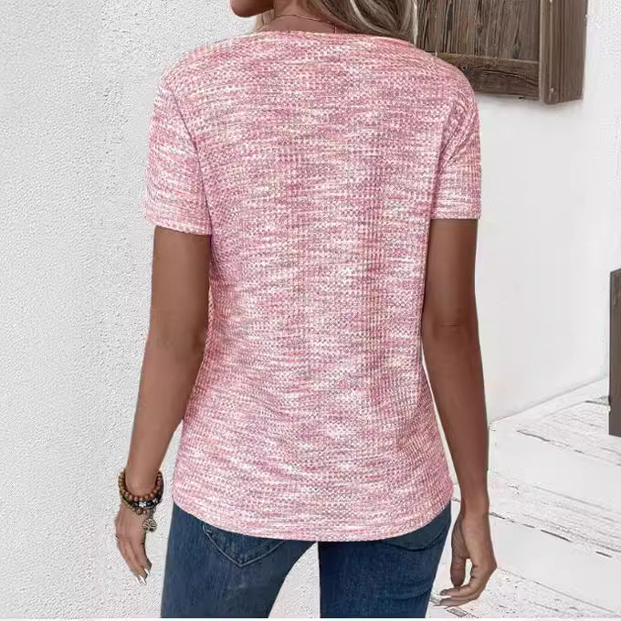 Dame Kortærmet Poloshirt i afslappet strikdesign Stilla