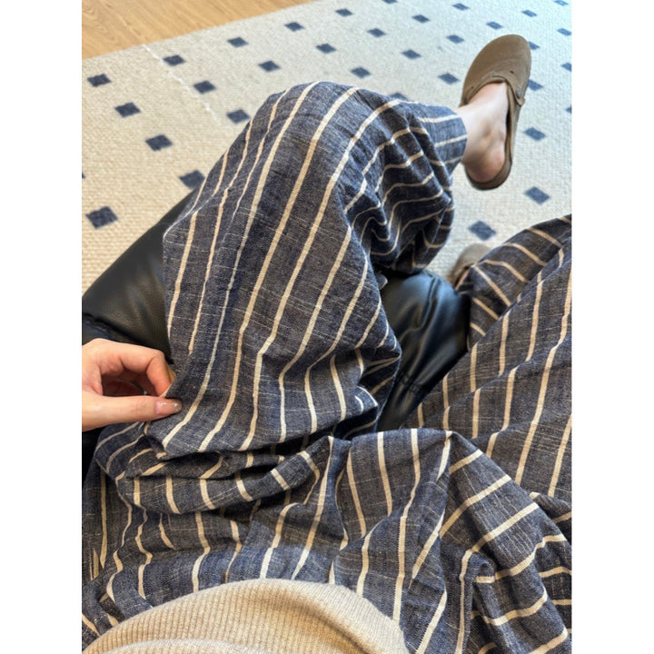 Femme Bredbenet Stribet Bukser Stilla