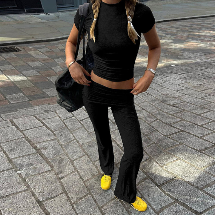 Dame sporty sæt med cropped top og udstyret bukser Skovae