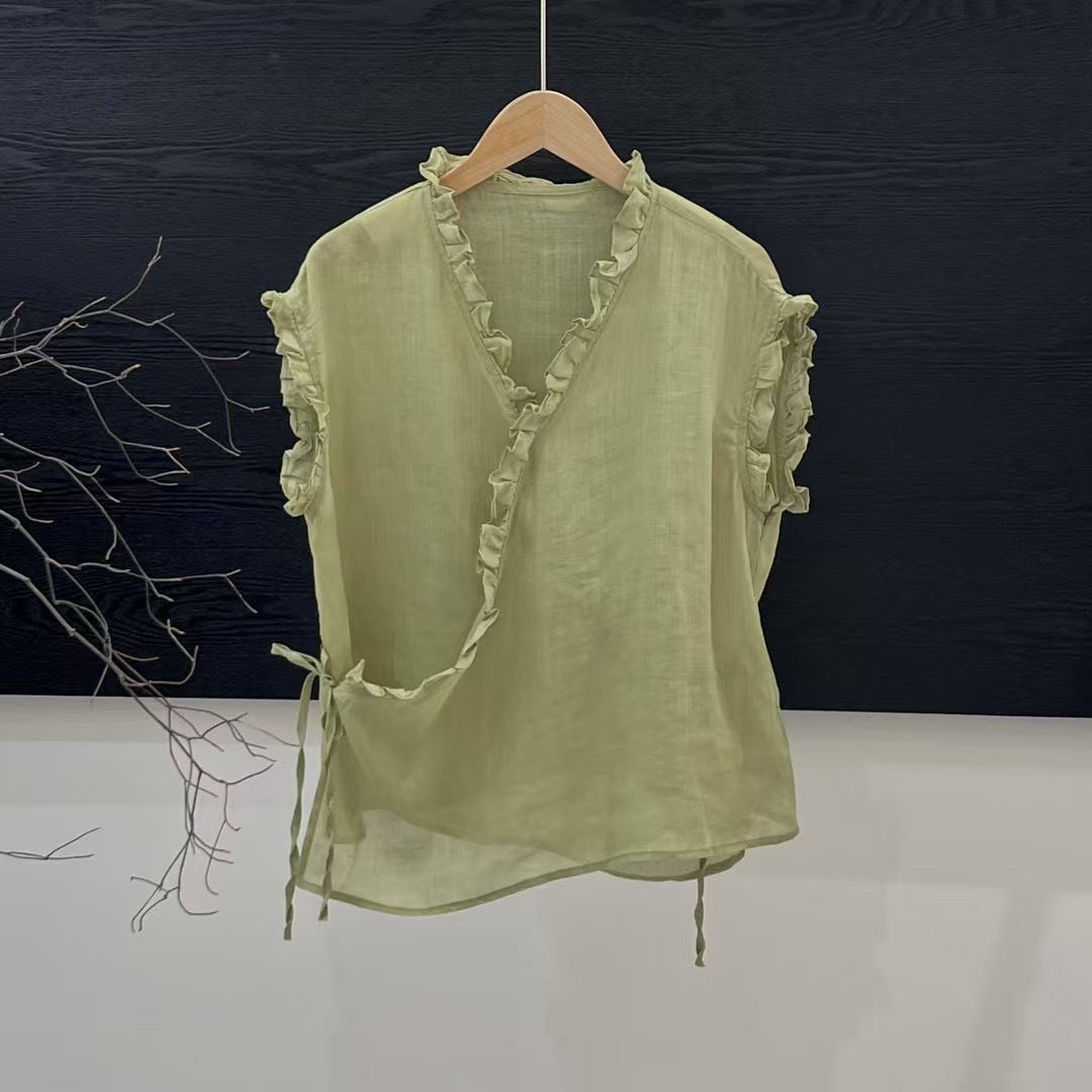 Femme Blød Rynke Indpakningsbluse Stilla