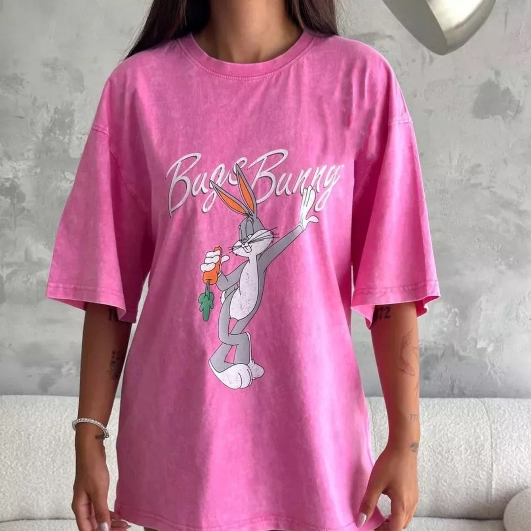 Dame Oversized T-Shirt med nostalgisk Mickey Mouse design Stilla