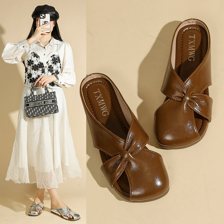 Femme Styliske Sløjfe-Detalje Slip-On Mules Stilla