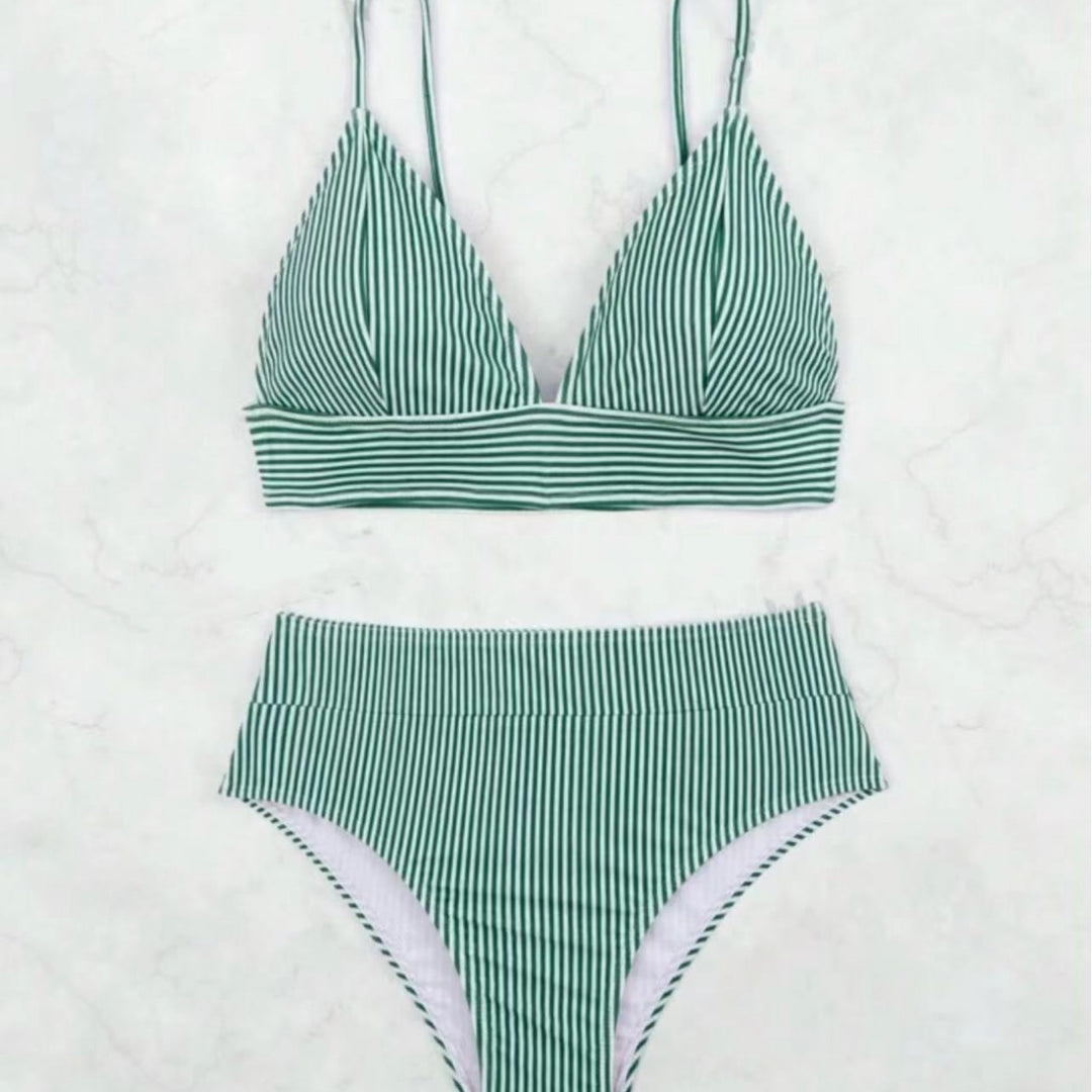 Kvinder stribet høj taljet bikini sæt Stilla