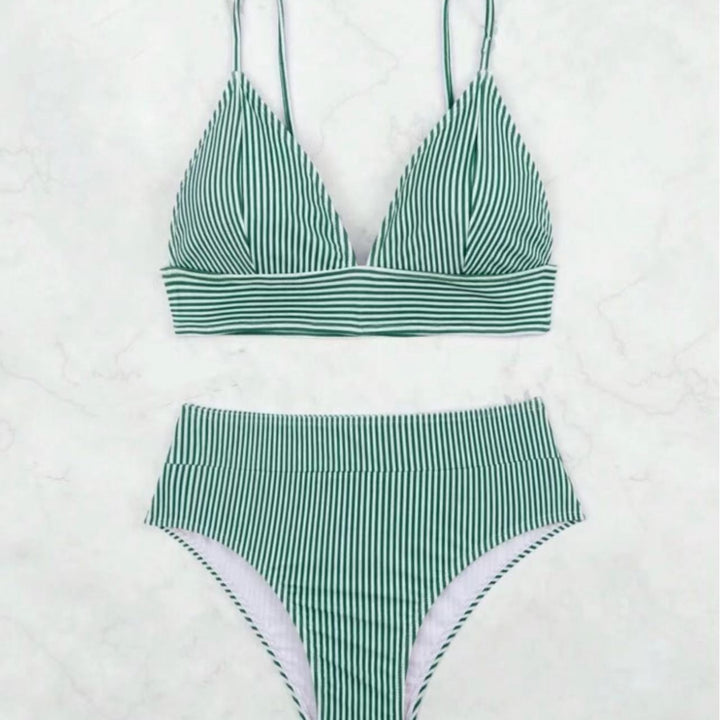 Kvinder stribet høj taljet bikini sæt Stilla