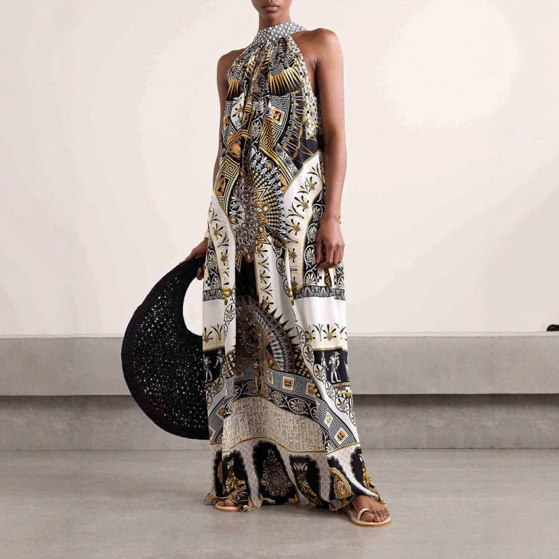 Kvinder Halter Maxi Kjole med kunstnerisk tryk Stilla
