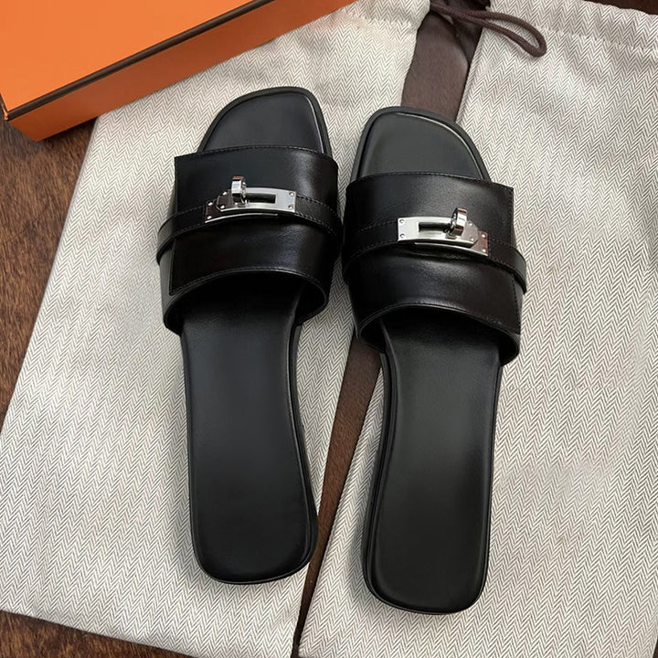 Herre Luksuriøse Læder Slide Sandaler med justerbar Rem Stilla
