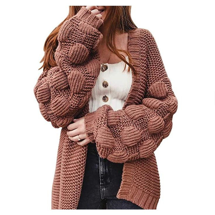 Femme Struktureret Groft Strik Åben-Front Cardigan Stilla