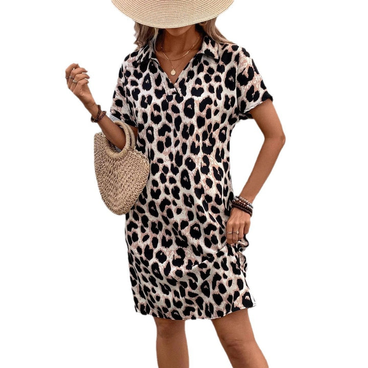 Dame Polo-kjole i trendy leopardmønster Stilla
