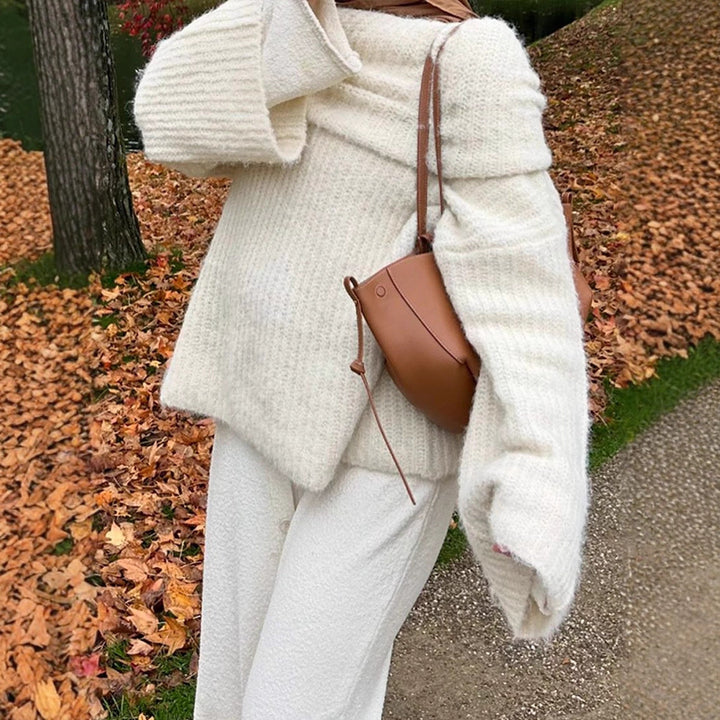 Dame Oversized Strikpullover med løs pasform og dyb V-udskæring Stilla