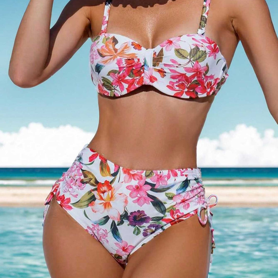 Dame Blomster Balconette-Bikini med Høj Talje Skovae
