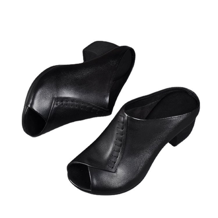 Dame Elegante åbne clogs med moderne cut-out-design og komfortabel blokhæl Stilla