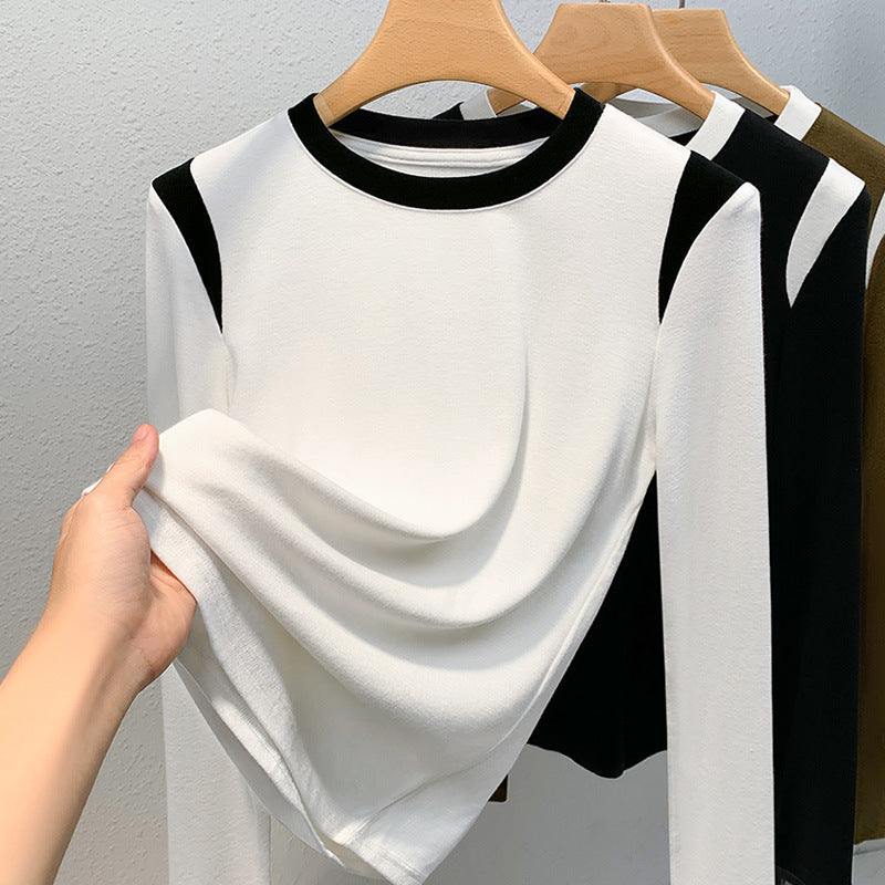 Dame Innovativt Langærmet T-shirt med kontrasterende Ærmelapper og tætsiddende Pasform Stilla